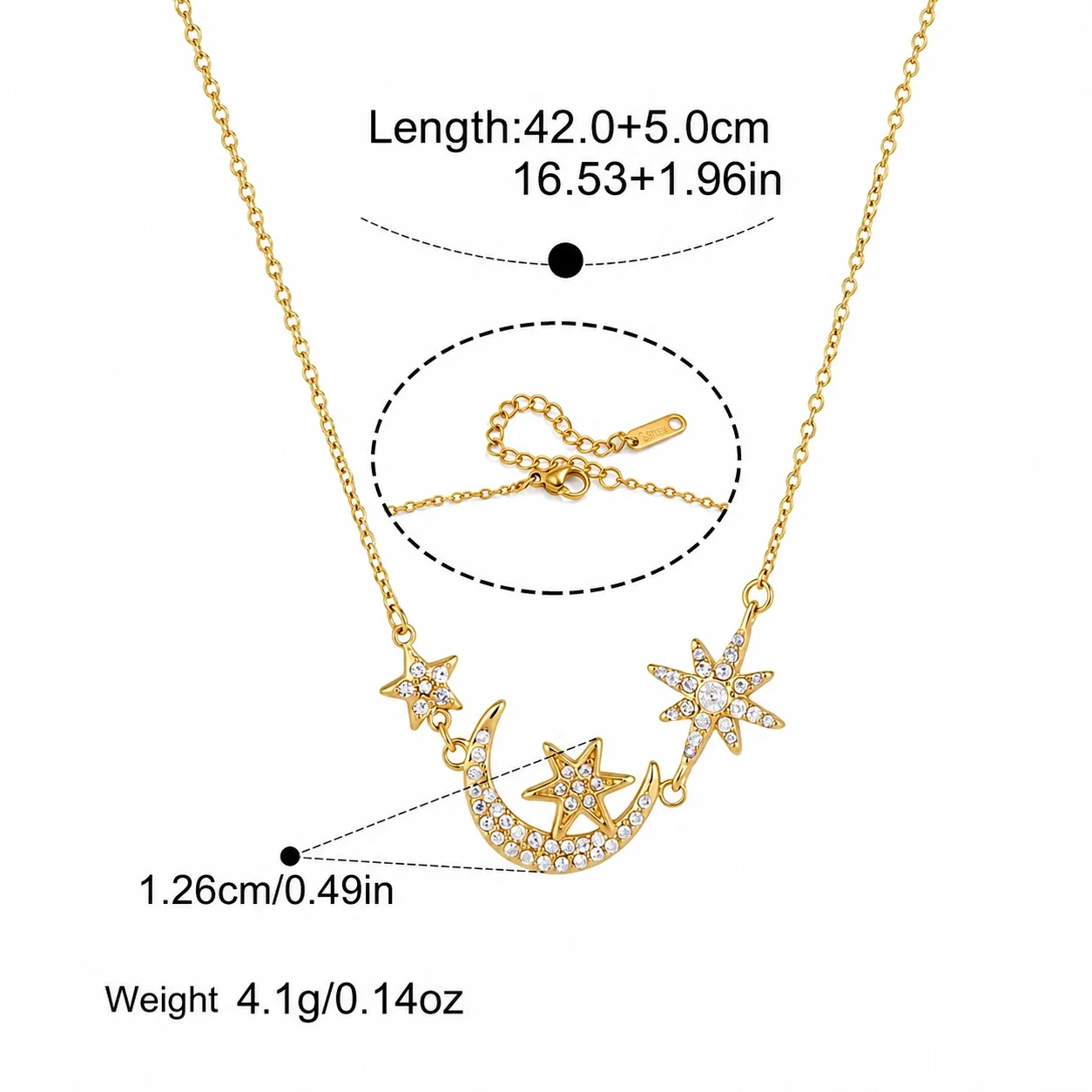 Celestial Starburst Y-Drop Stainless Steel Necklace - Gold Y-Drop Star