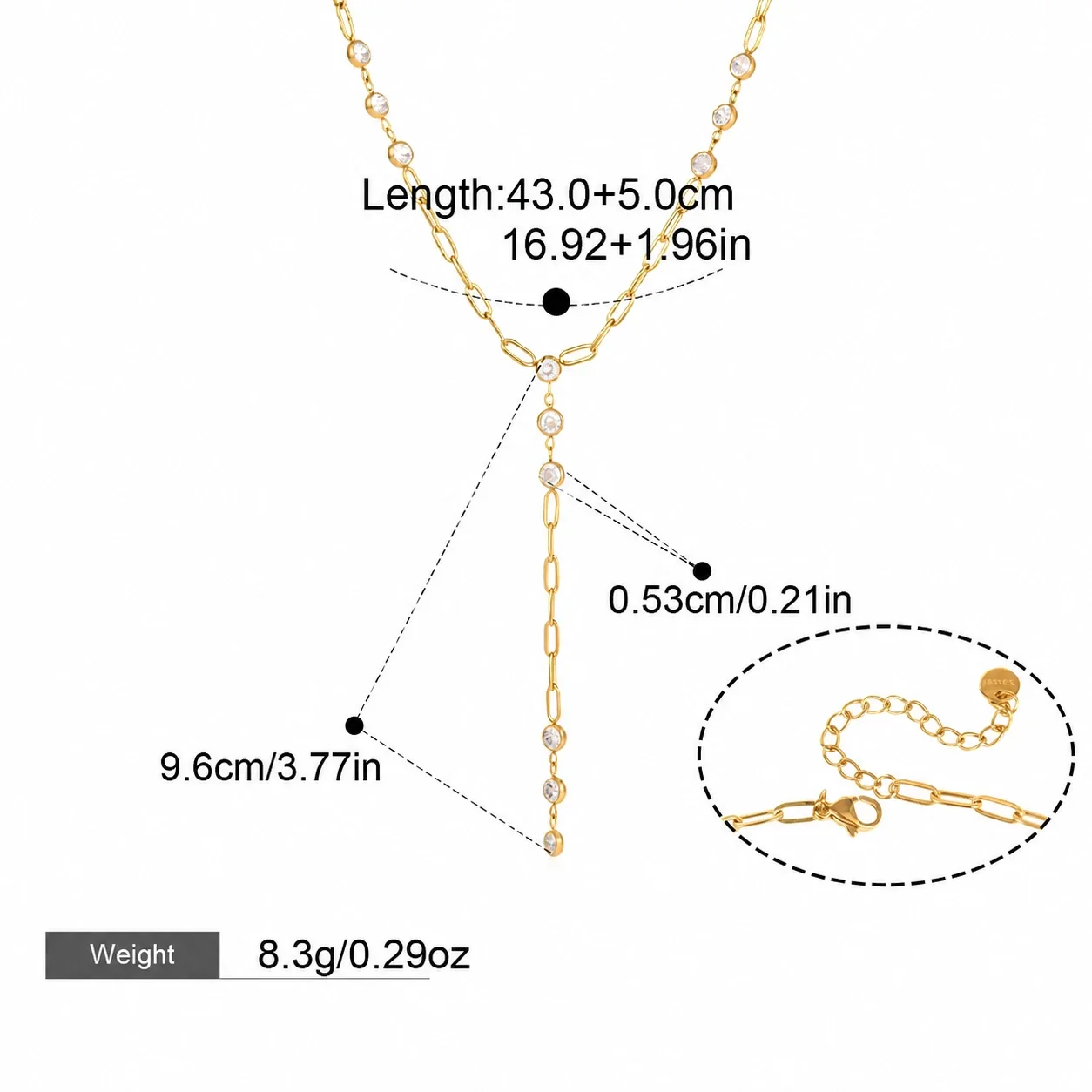 Celestial Starburst Y-Drop Stainless Steel Necklace - Gold Single Star