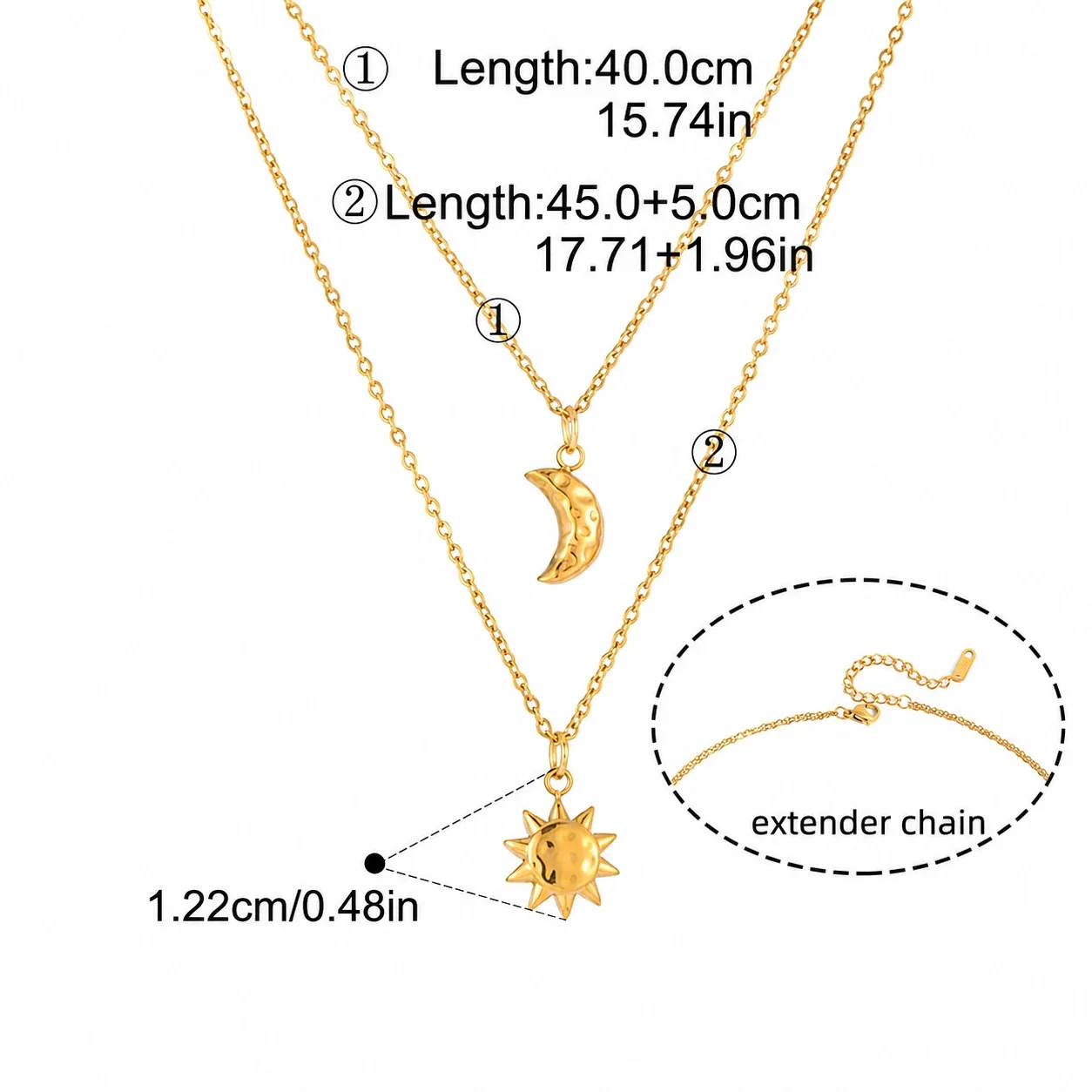 Celestial Starburst Y-Drop Stainless Steel Necklace - Gold Layered Star