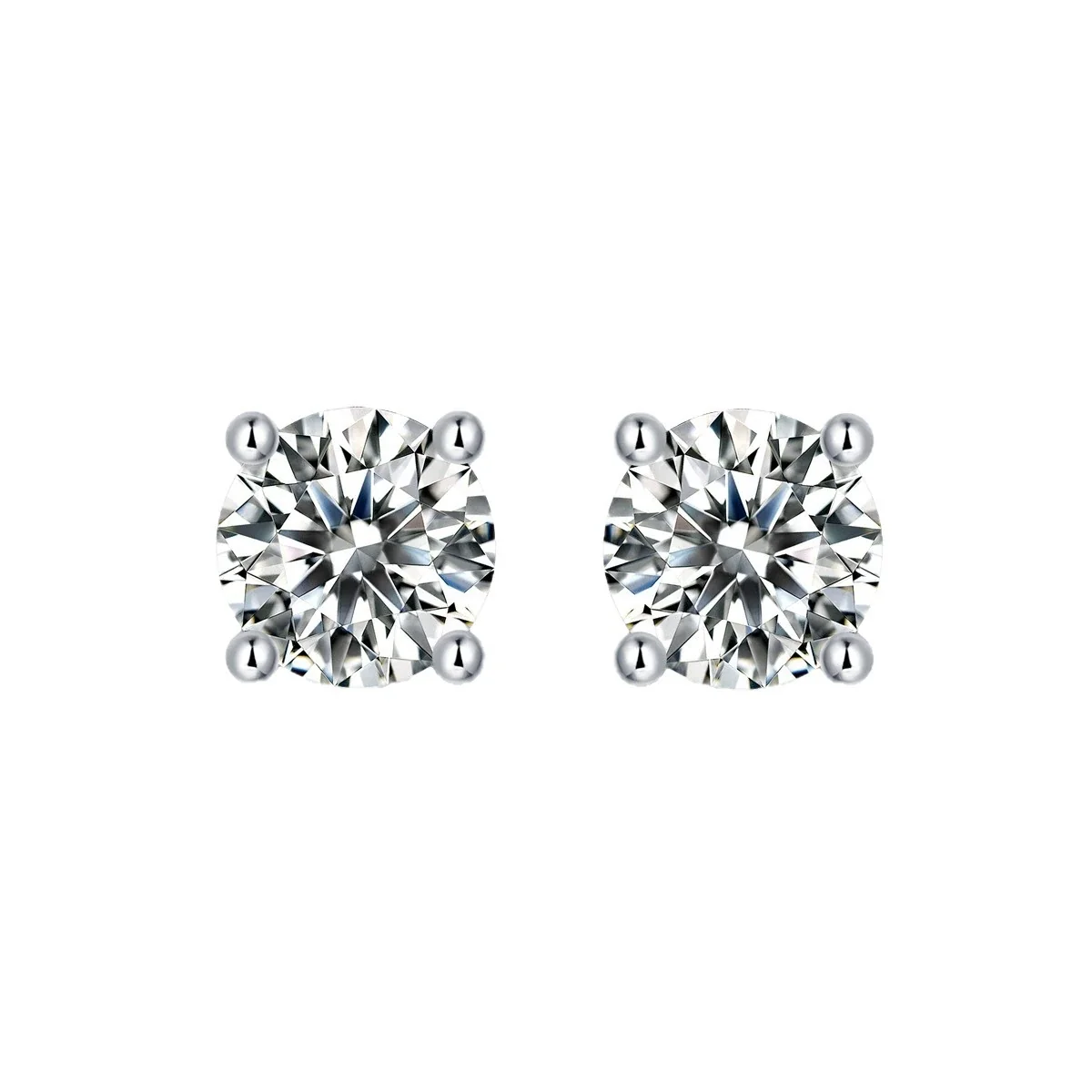 Basket-Set Round 925 Sterling Silver Moissanite Stud Earrings