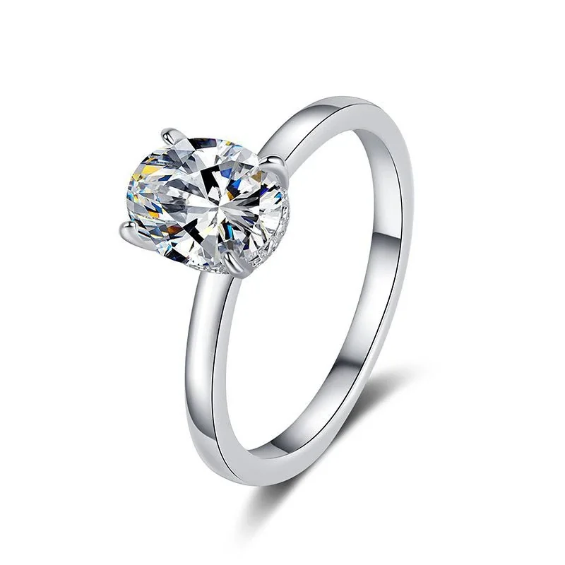 Refined Round Prong-Set Solitaire 925 Sterling Silver Ring