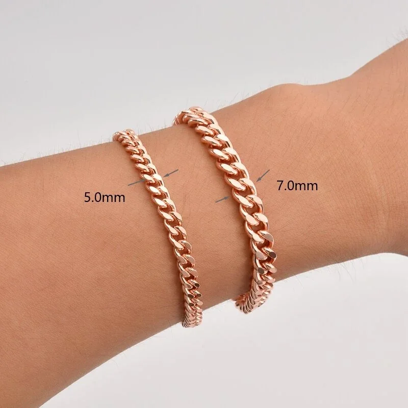 Polished Copper Curb-Link Necklace & Bracelet Set - Bracelet · 5 mm , 20.3 cm (8 in)