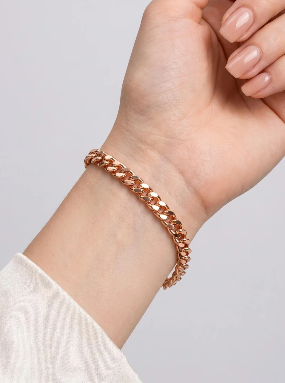 Polished Copper Curb-Link Necklace & Bracelet Set - Bracelet · 7 mm , 20.3 cm (8 in)