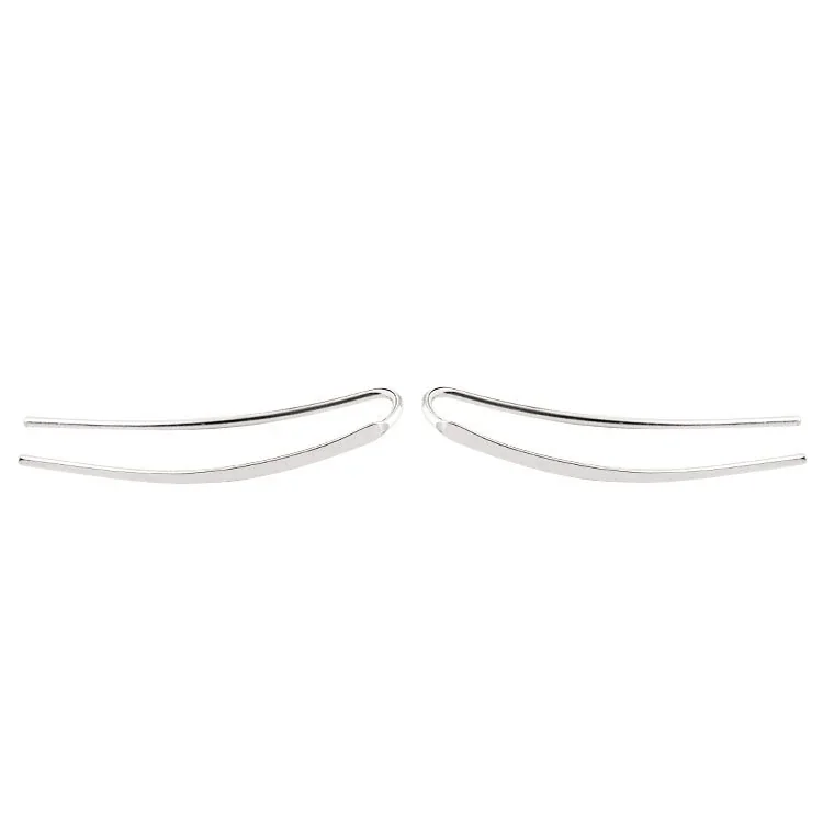Sleek 925 Sterling Silver Curved U-Shaped Ear Climber Earrings