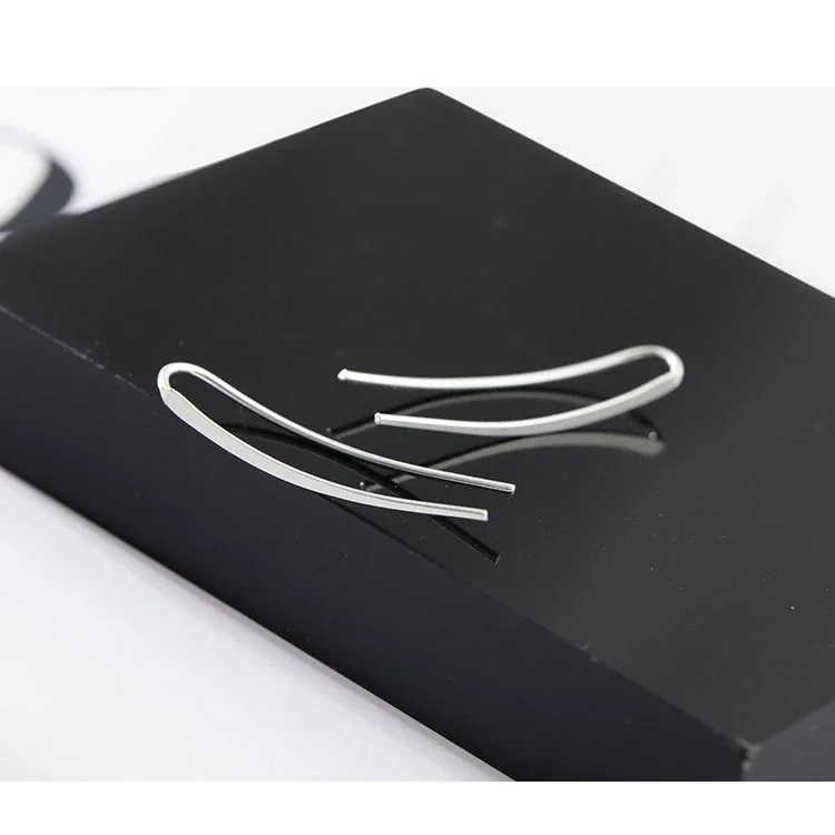 Sleek 925 Sterling Silver Curved U-Shaped Ear Climber Earrings