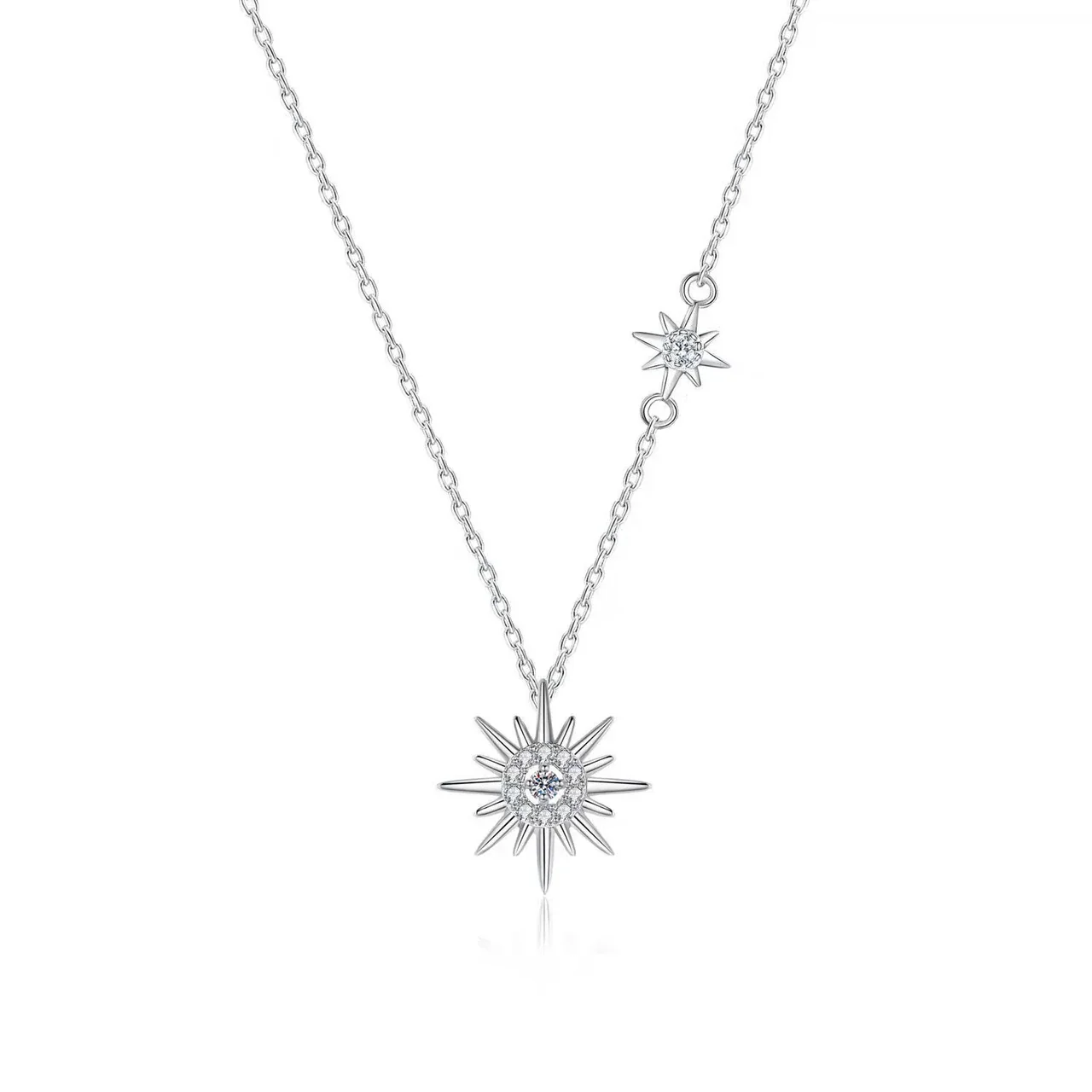 Radiant Sunburst 925 Sterling Silver Moissanite Necklace