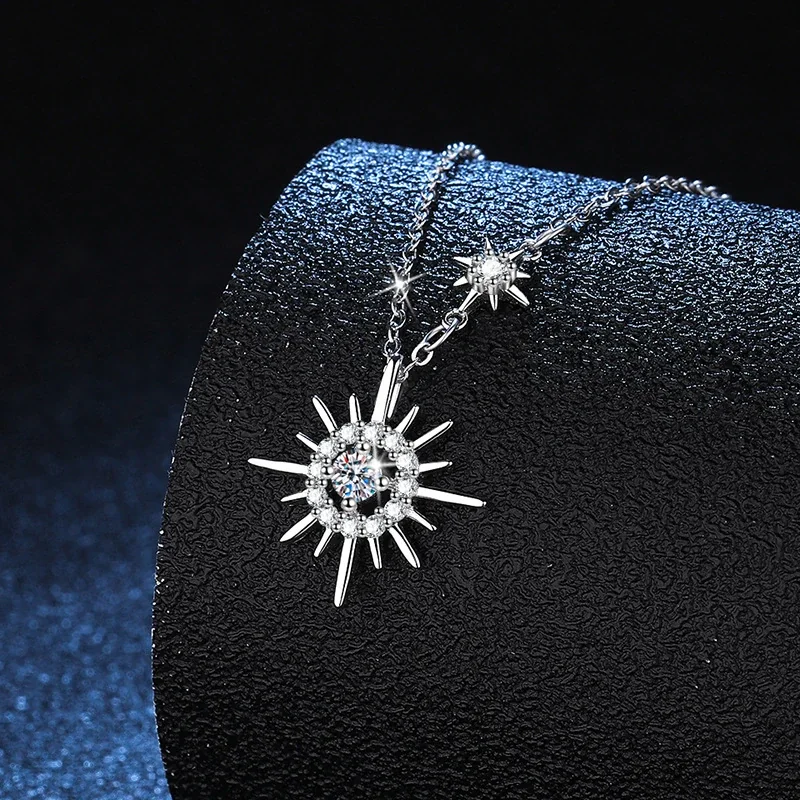 Radiant Sunburst 925 Sterling Silver Moissanite Necklace