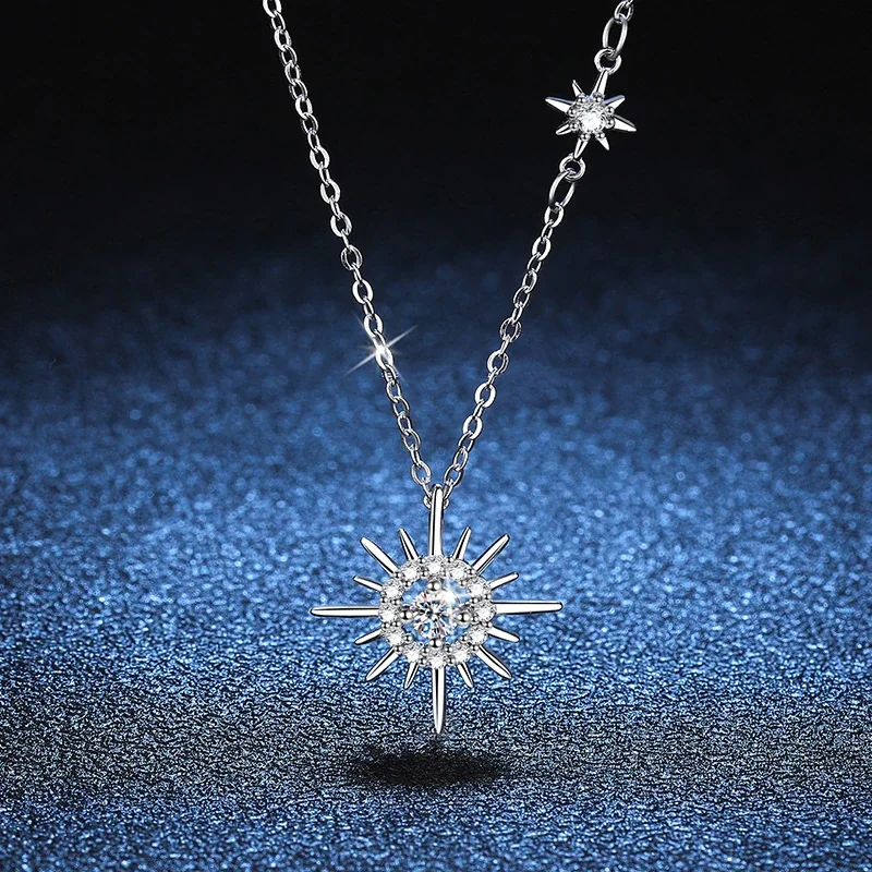 Radiant Sunburst 925 Sterling Silver Moissanite Necklace