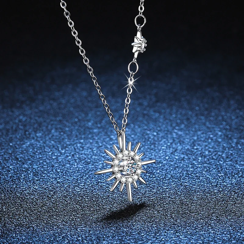 Radiant Sunburst 925 Sterling Silver Moissanite Necklace