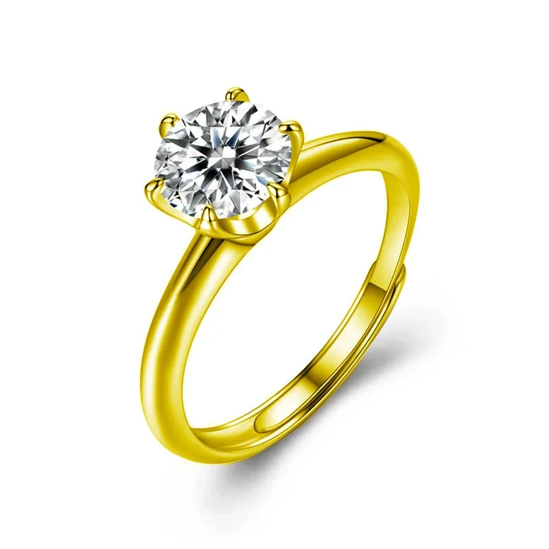 Faceted 925 Sterling Silver Open-Band Matching Ring Set - Women's Gold