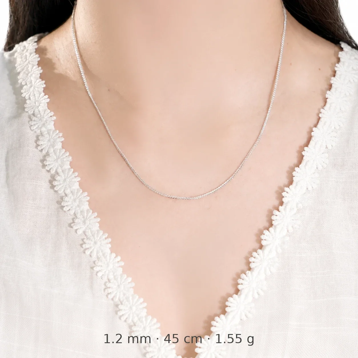 Sleek 925 Sterling Silver Braided Twisted Chain Necklace - Silver - 1.2 mm x 45 cm