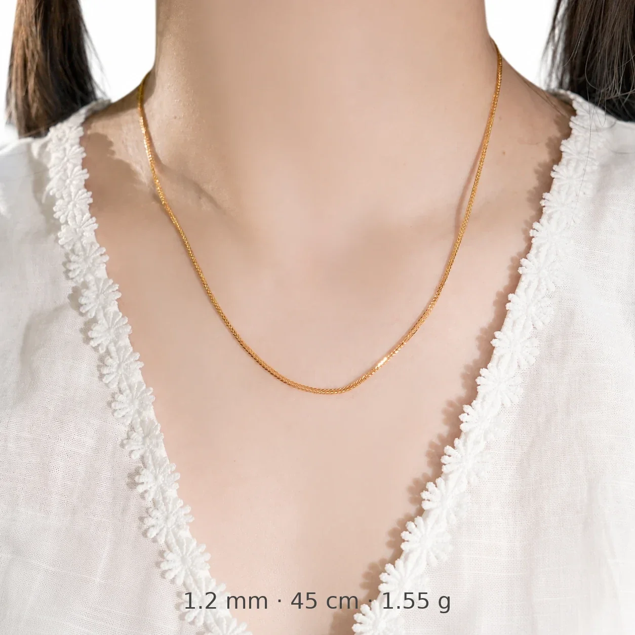 Sleek 925 Sterling Silver Braided Twisted Chain Necklace - Gold - 1.2 mm x 45 cm