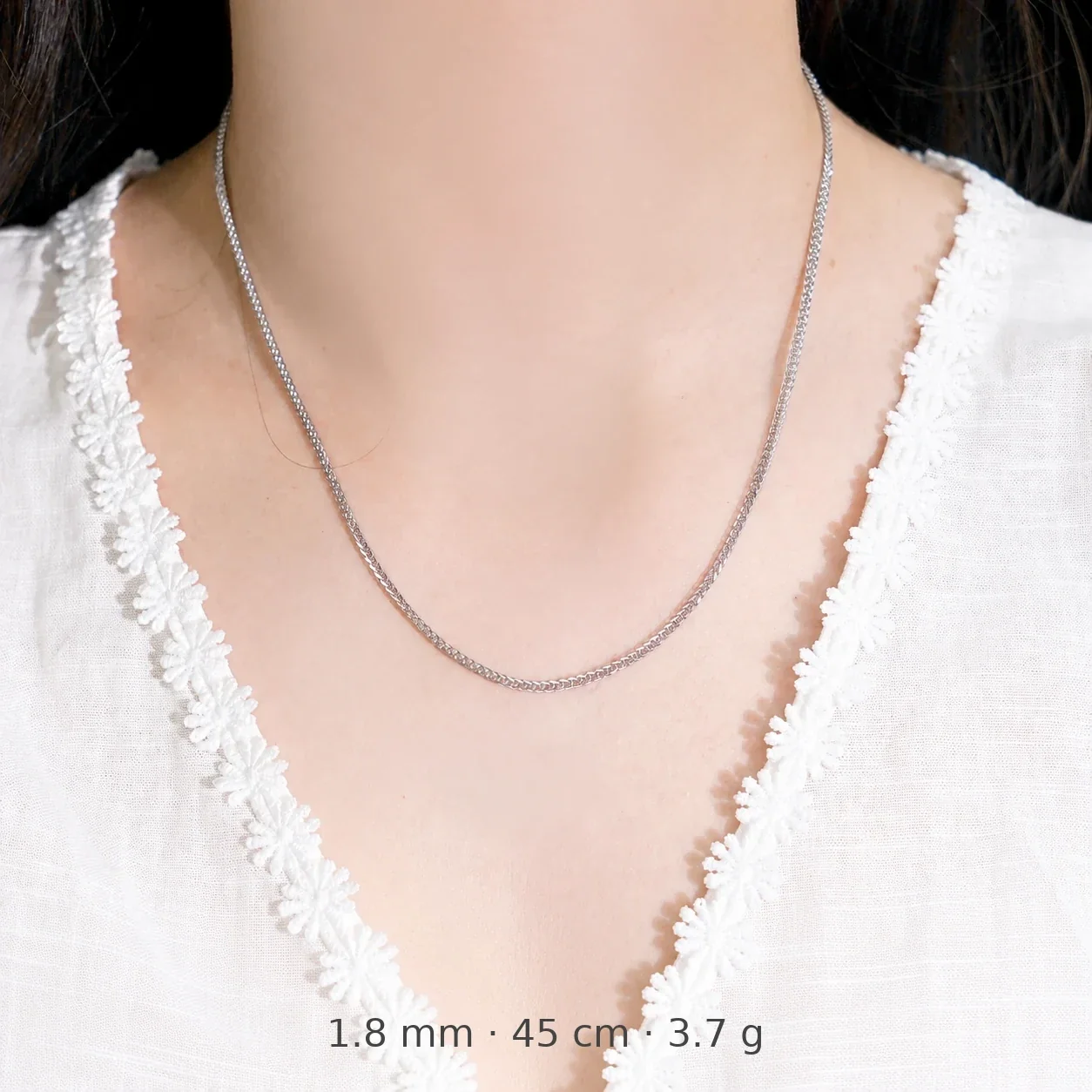 Sleek 925 Sterling Silver Braided Twisted Chain Necklace - Silver - 1.8 mm x 45 cm