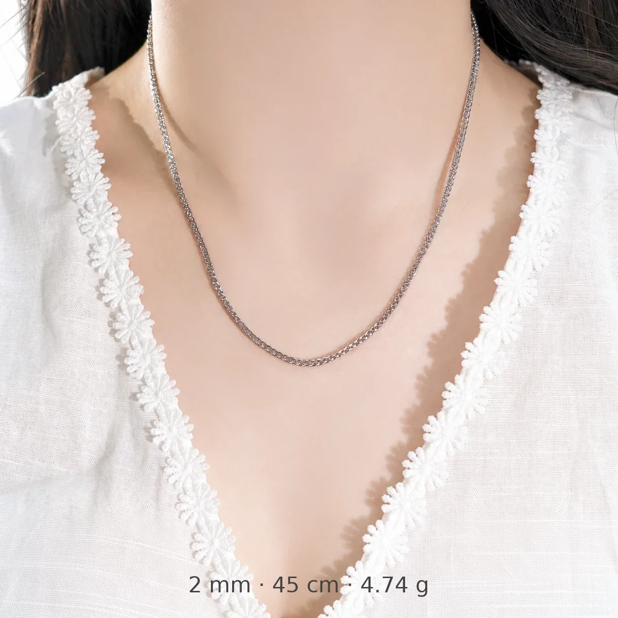 Sleek 925 Sterling Silver Braided Twisted Chain Necklace - Silver - 2.0 mm x 45 cm