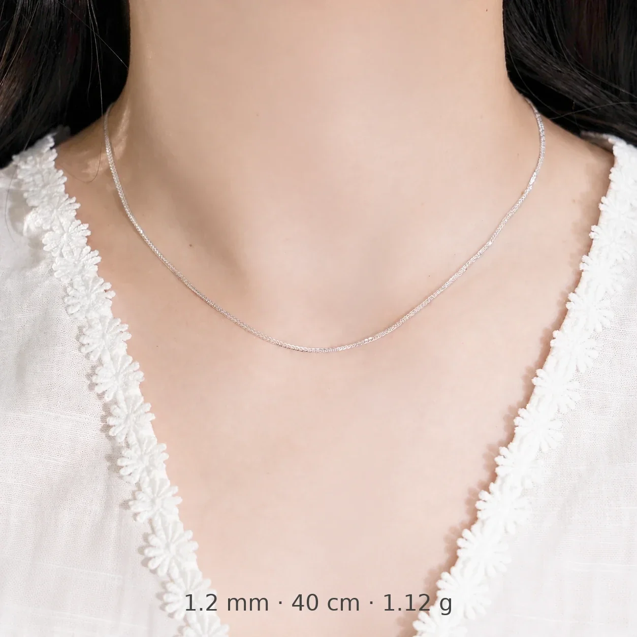 Sleek 925 Sterling Silver Braided Twisted Chain Necklace - Silver - 1.2 mm x 40 cm