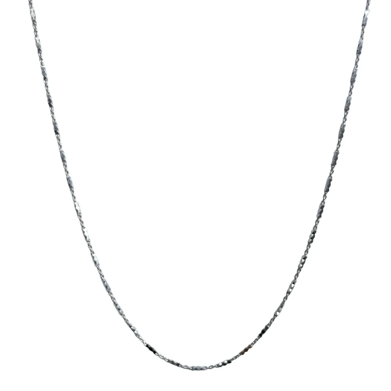 Faceted 925 Sterling Silver Bar Link Chain Necklace