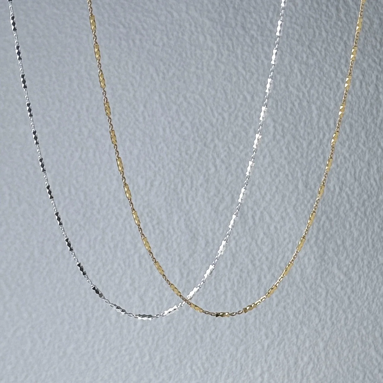 Faceted 925 Sterling Silver Bar Link Chain Necklace