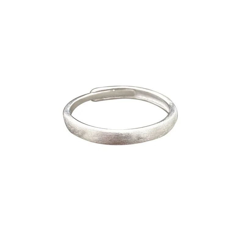 Brushed 925 Sterling Silver Open-Front Slim Band Ring