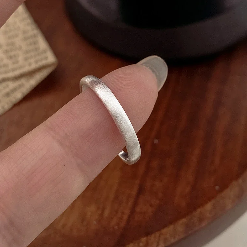 Brushed 925 Sterling Silver Open-Front Slim Band Ring