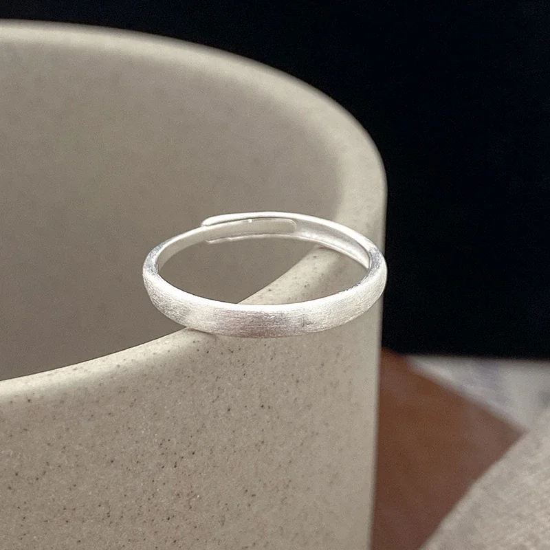 Brushed 925 Sterling Silver Open-Front Slim Band Ring