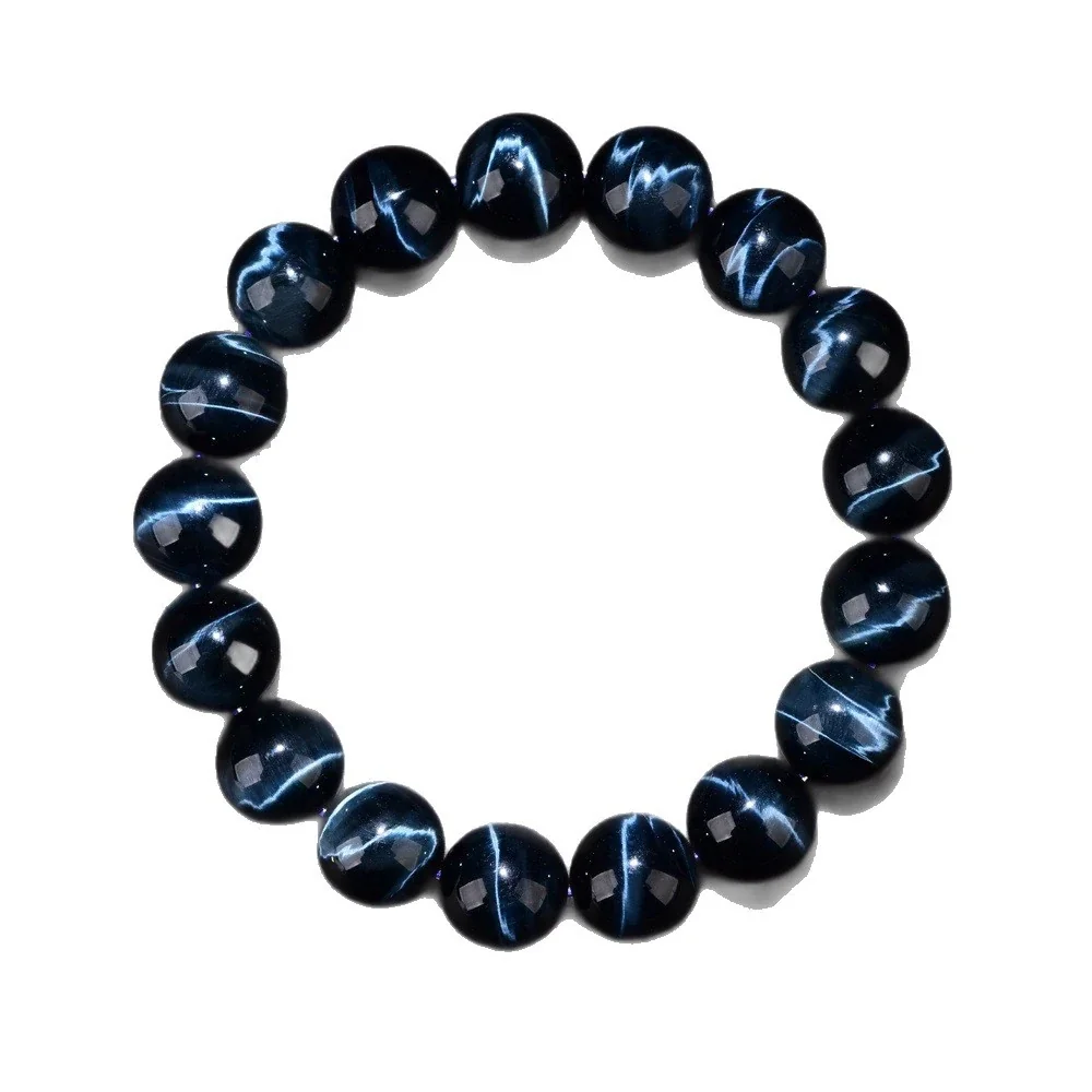 Luminous Blue-Plated Round Bead Crystal Bracelet