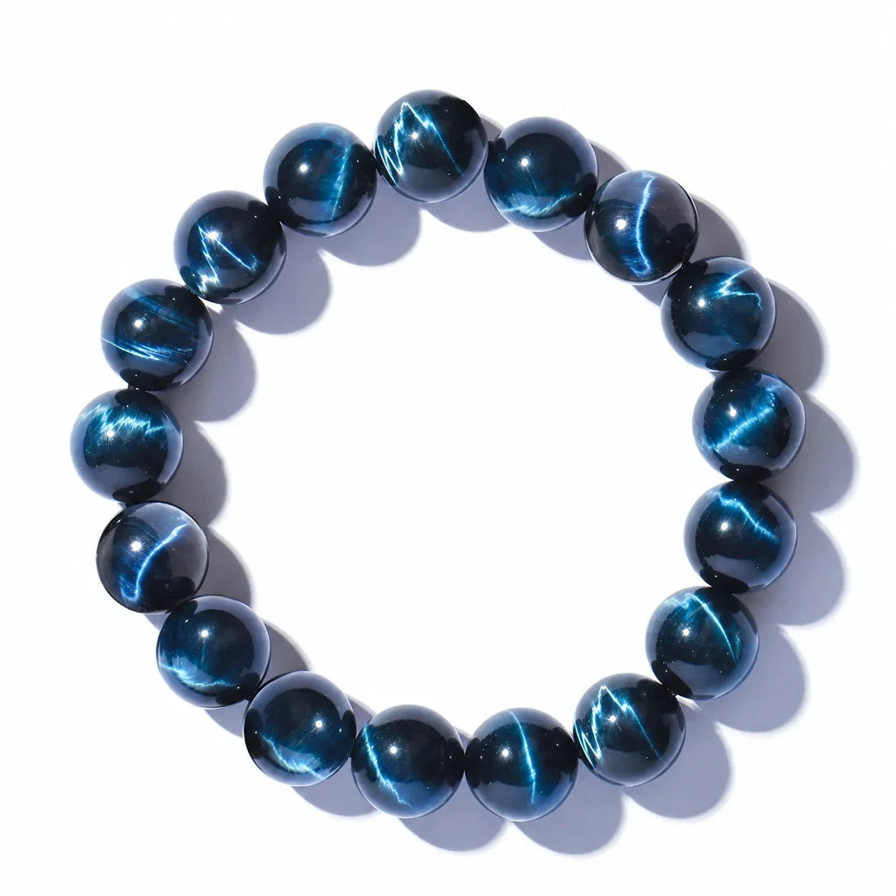 Luminous Blue-Plated Round Bead Crystal Bracelet