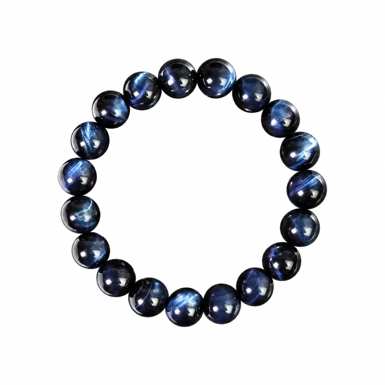 Luminous Blue-Plated Round Bead Crystal Bracelet