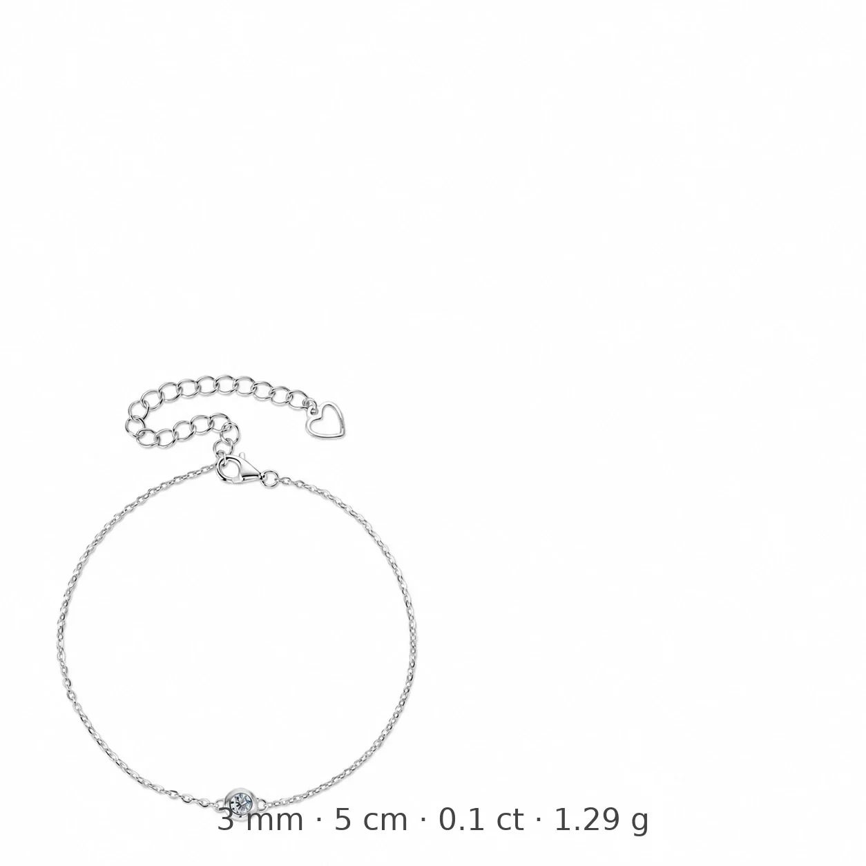 Delicate 925 Sterling Silver Bezel-Set Round Moissanite Bracelet - Silver