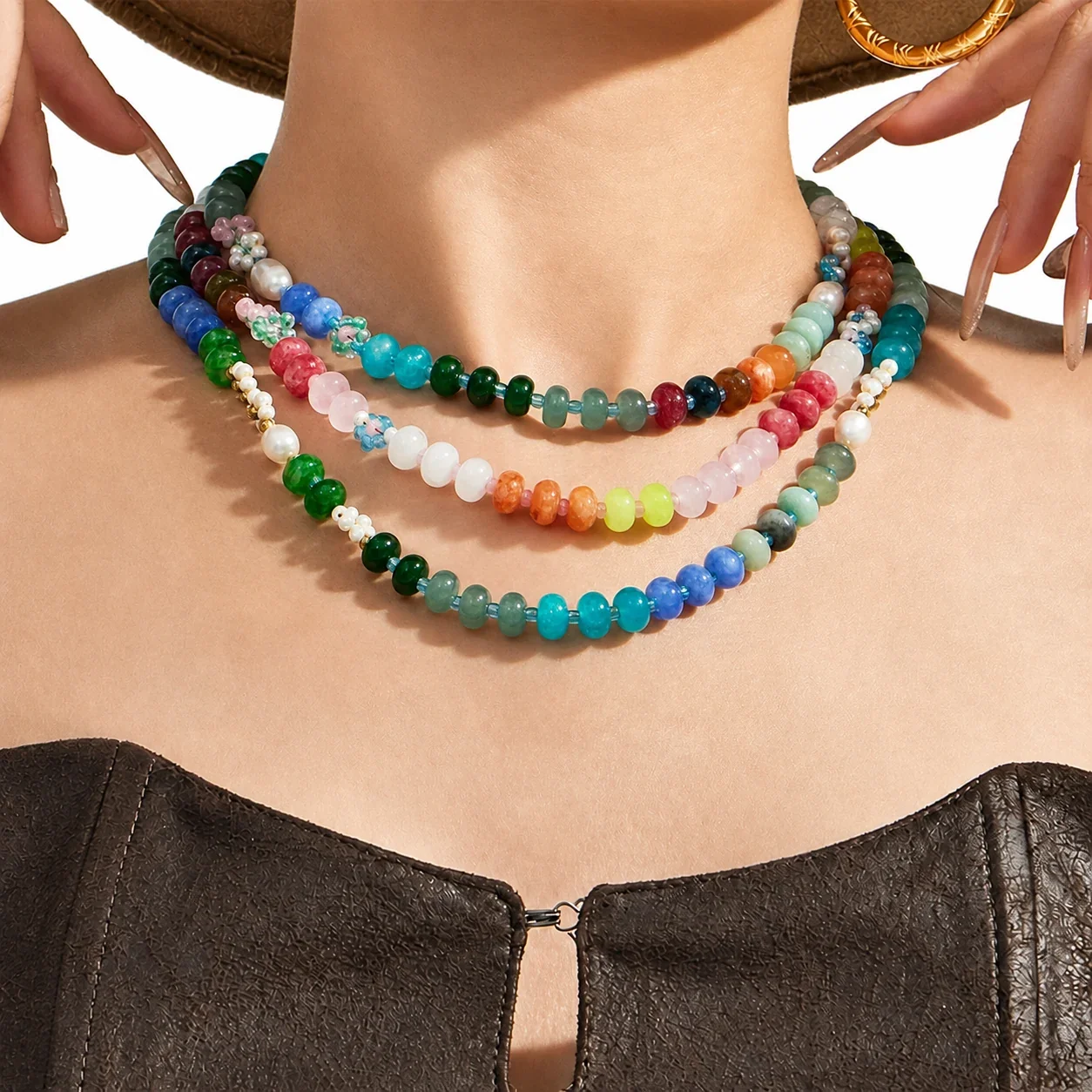 Vivid 18K Gold-Plated Bead Pearl Necklace