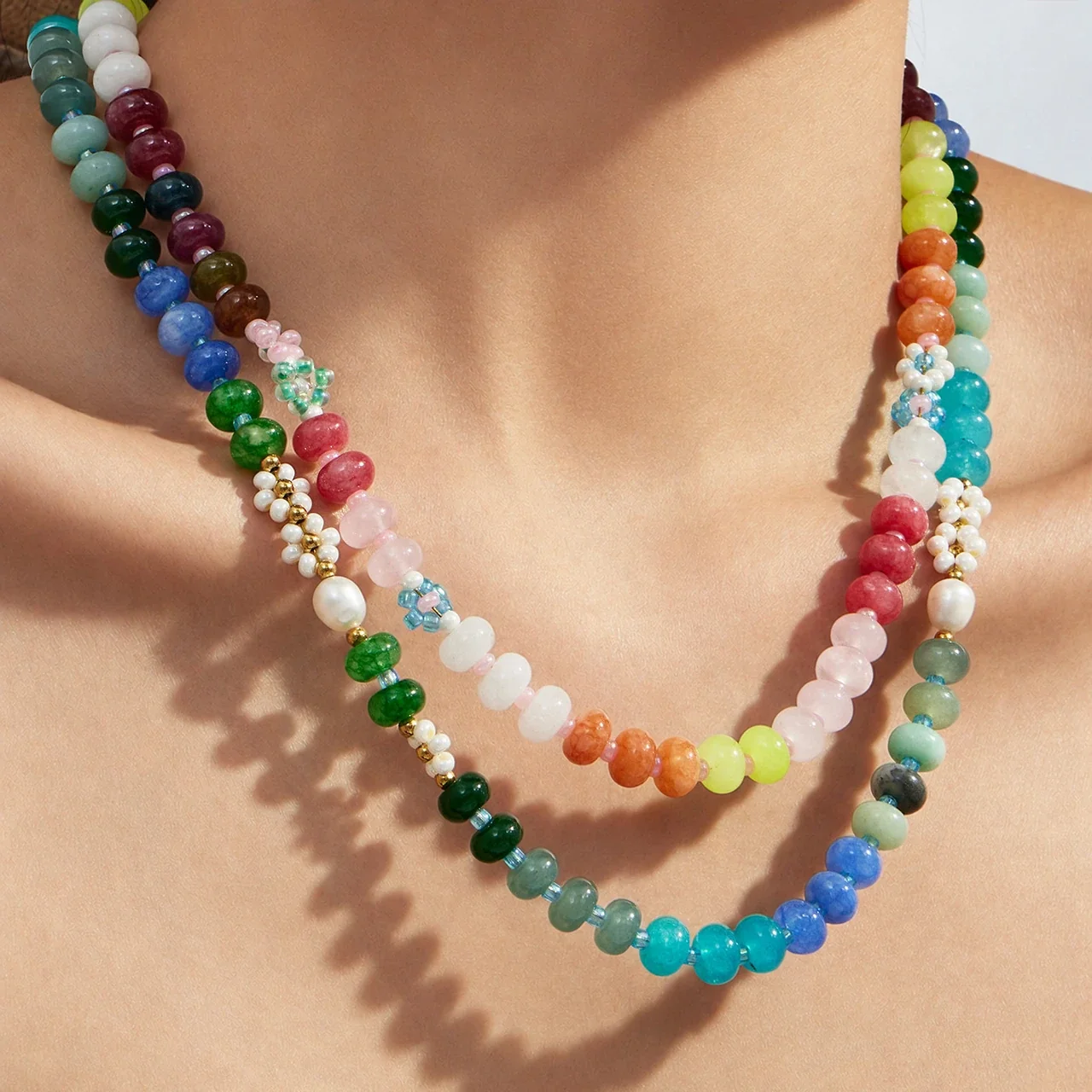 Vivid 18K Gold-Plated Bead Pearl Necklace