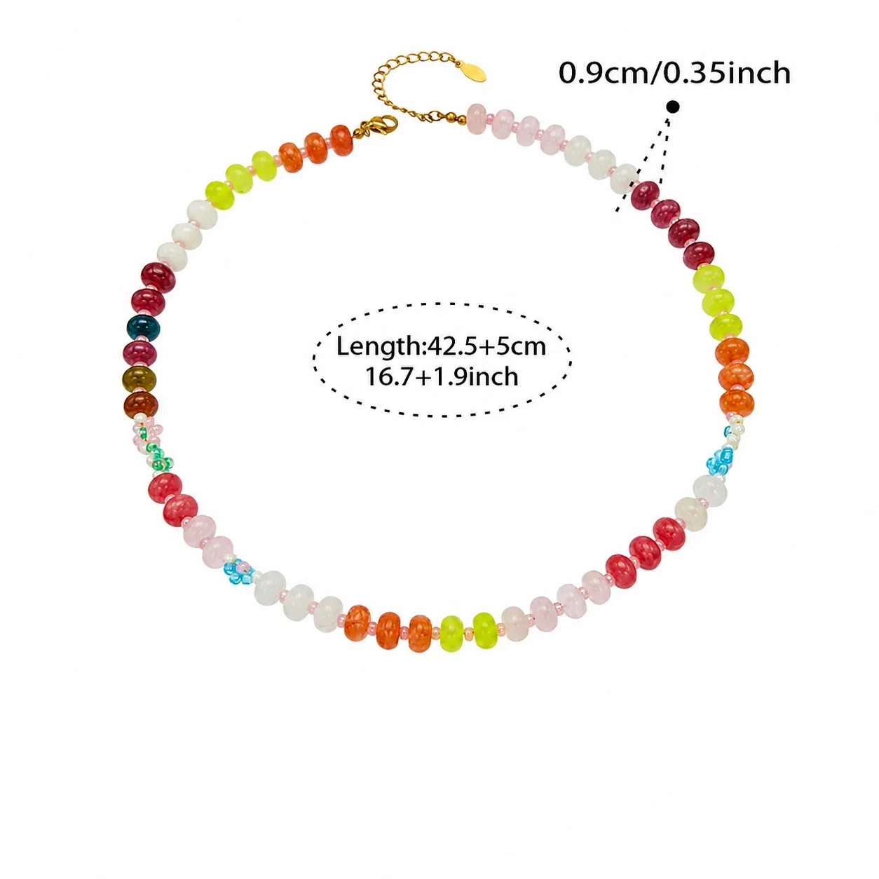 Vivid 18K Gold-Plated Bead Pearl Necklace - A Natural Stone Pearl 42.5+5 cm