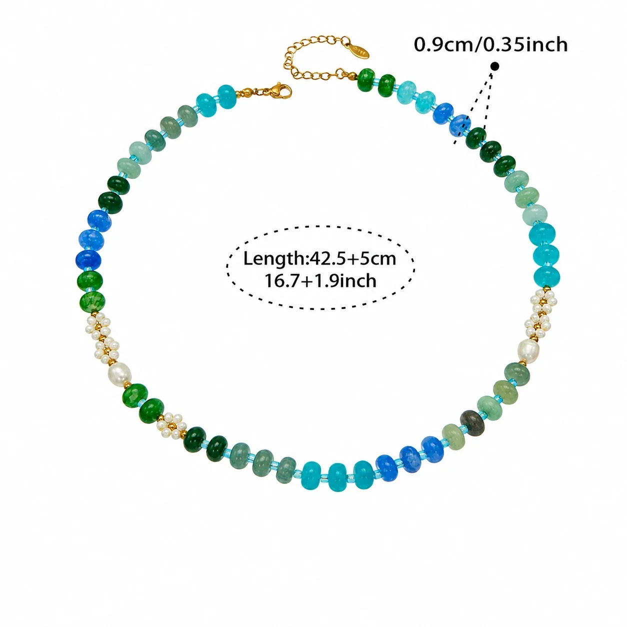 Vivid 18K Gold-Plated Bead Pearl Necklace - C Natural Stone Pearl 42.5+5 cm