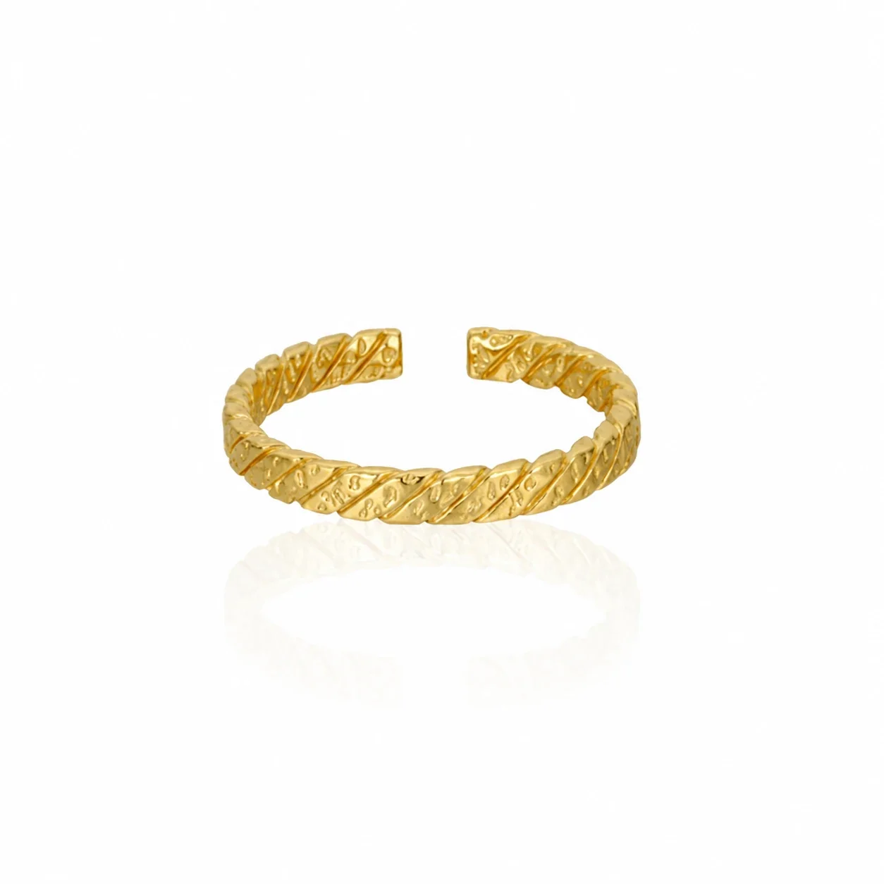 Textured Open-Front 925 Sterling Silver Twisted Ring