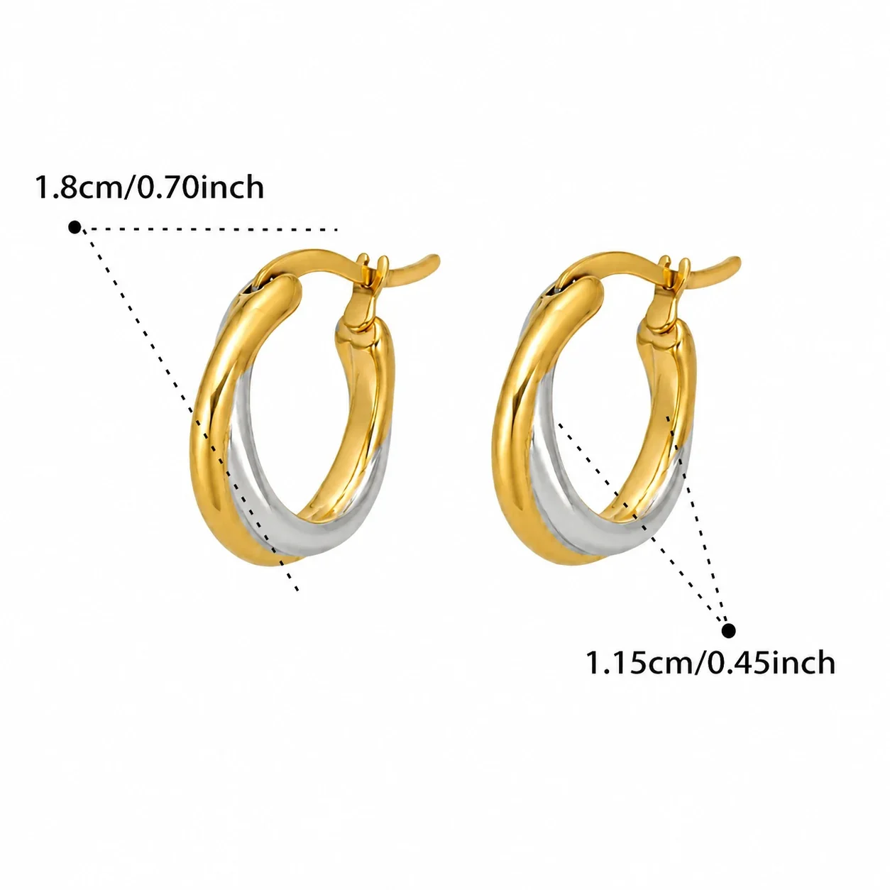 Sculptural Two-Tone Domed Stainless Steel Hoop Earrings - Two-Tone
