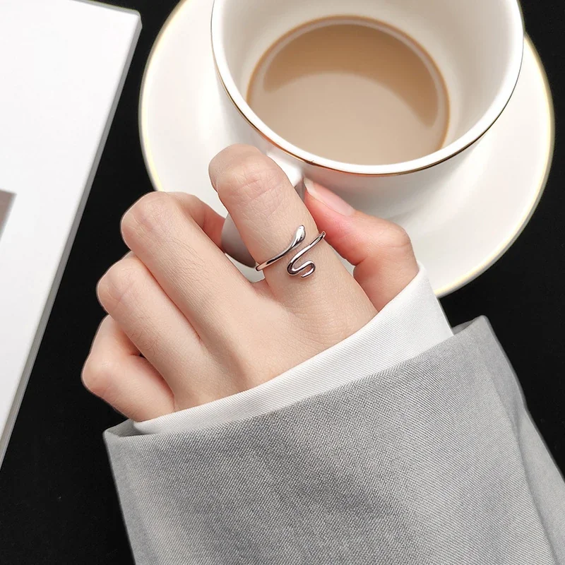 Sleek Open-Front Snake 925 Sterling Silver Ring