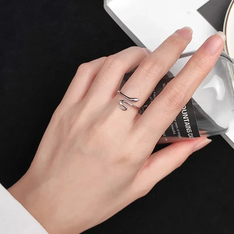 Sleek Open-Front Snake 925 Sterling Silver Ring
