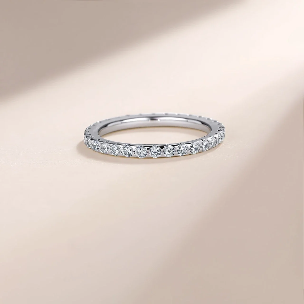 Refined 925 sterling silver Round-Cut Prong-Set Eternity Ring