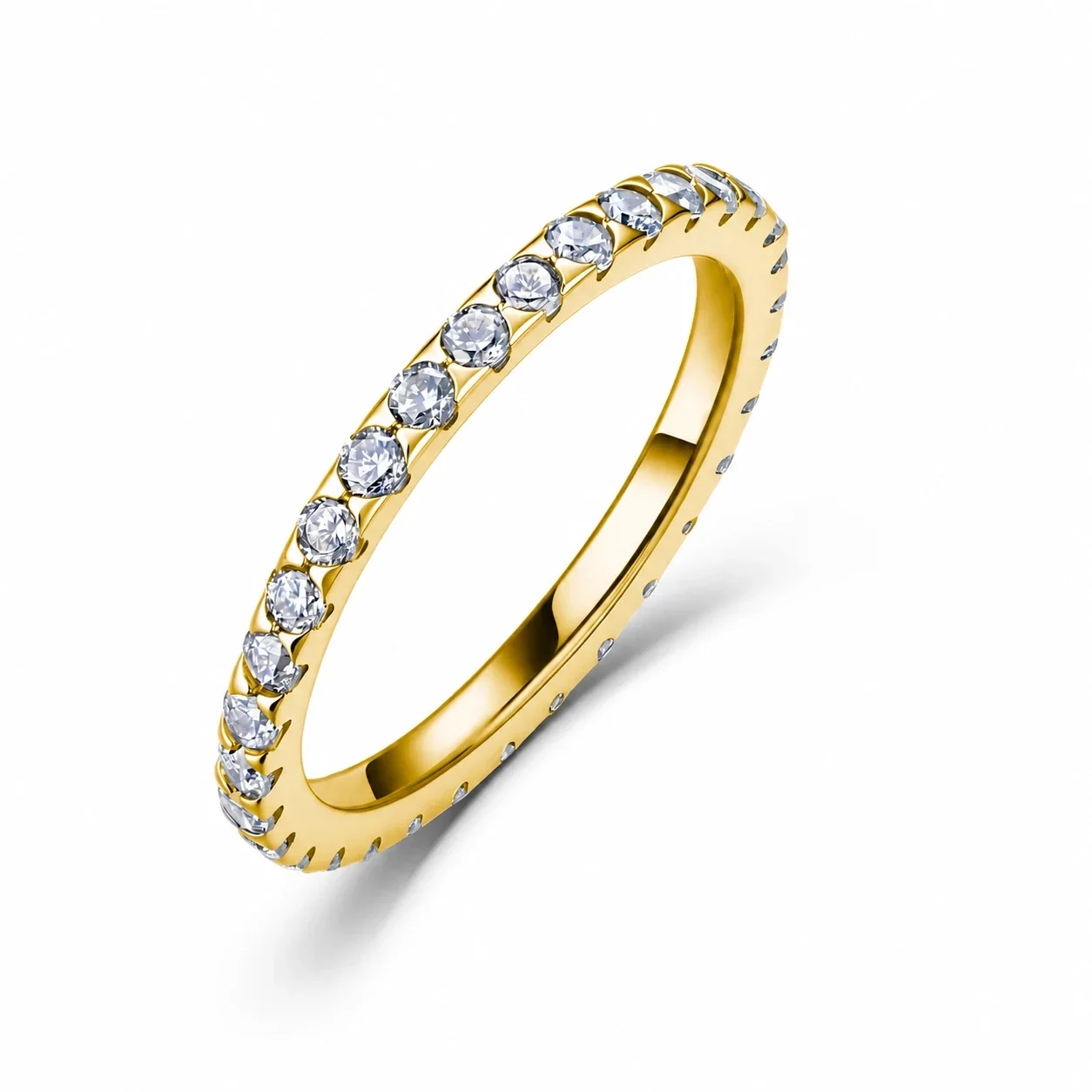Refined 925 sterling silver Round-Cut Prong-Set Eternity Ring