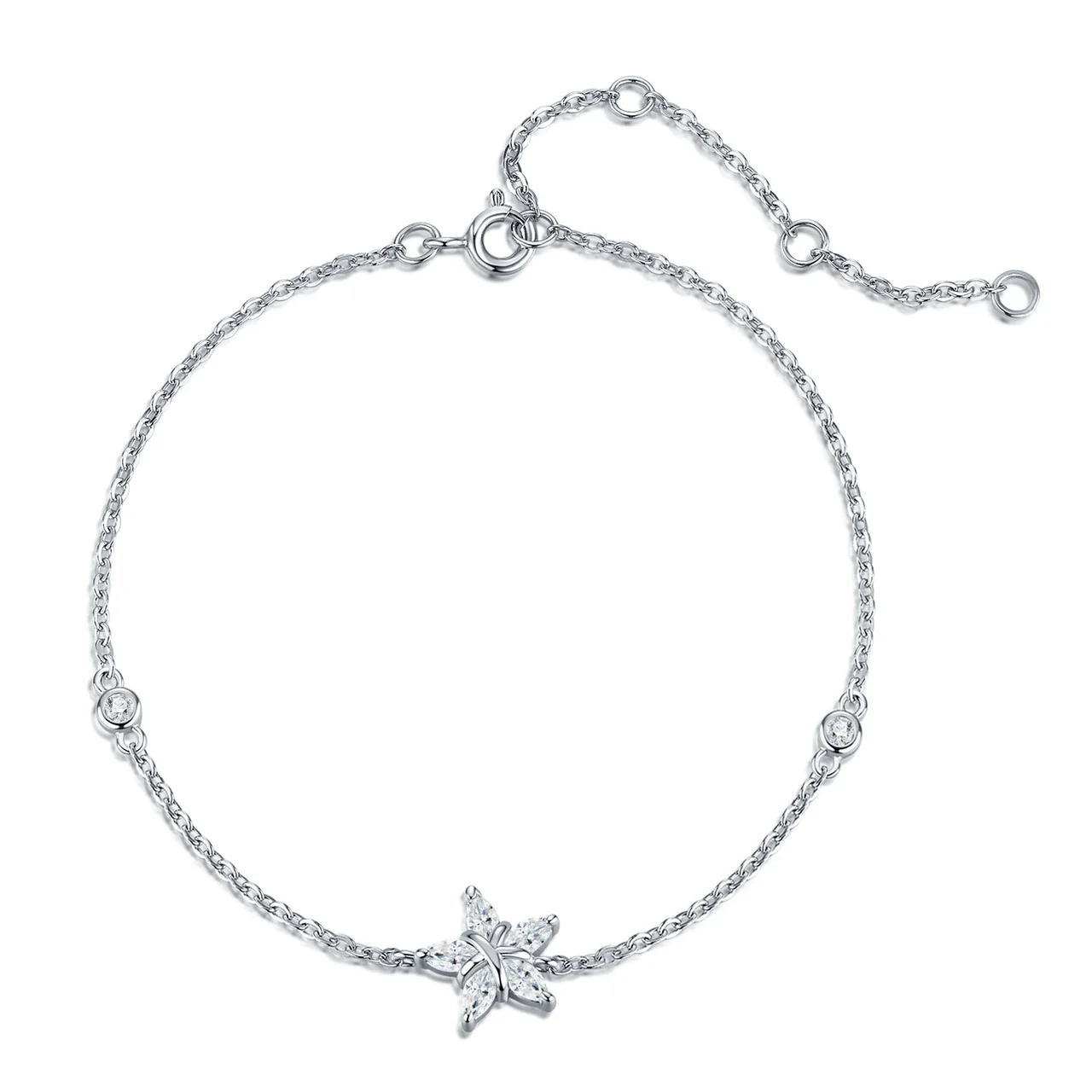 Radiant 925 Sterling Silver Star Charm Bezel Moissanite Station Bracelet
