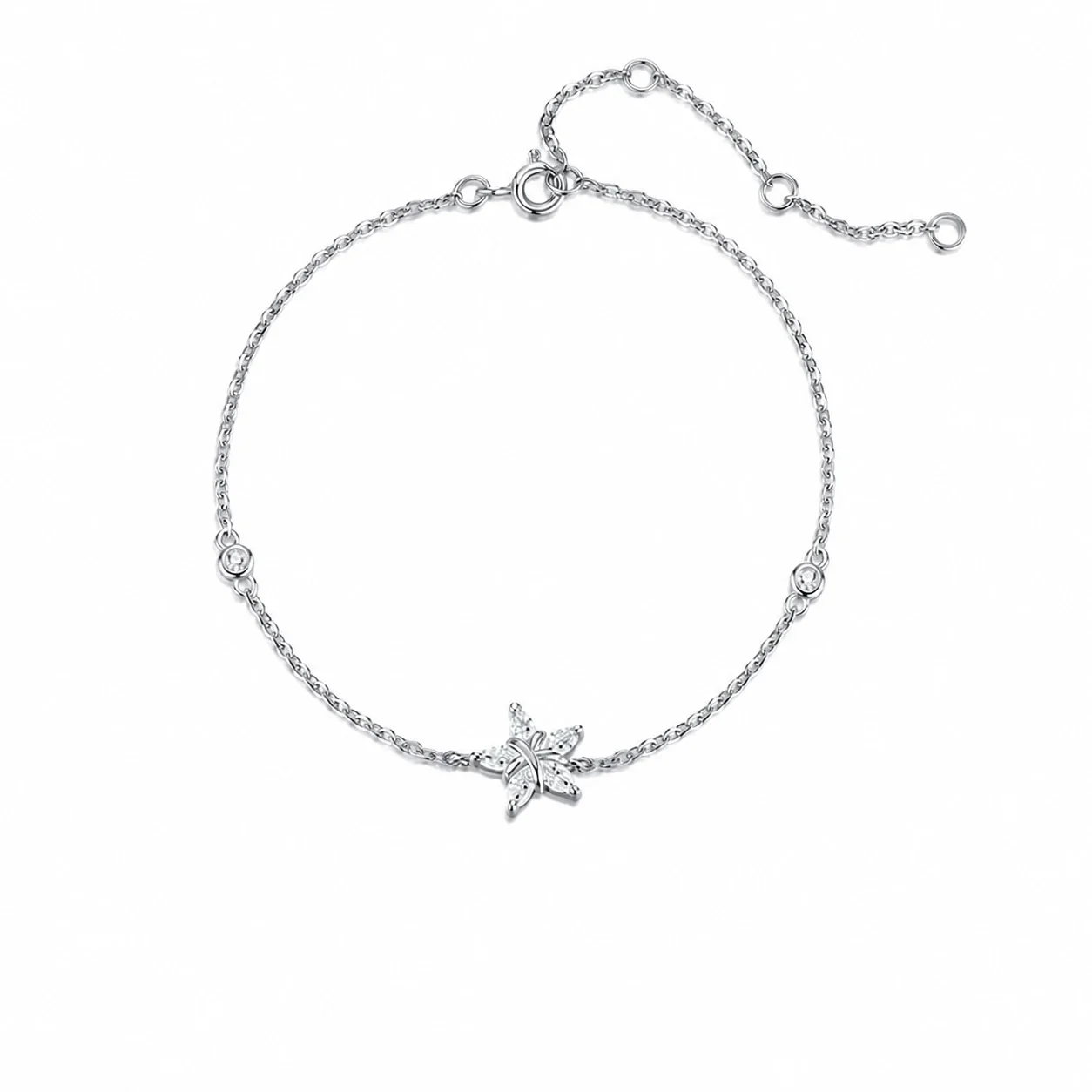 Radiant 925 Sterling Silver Star Charm Bezel Station Bracelet