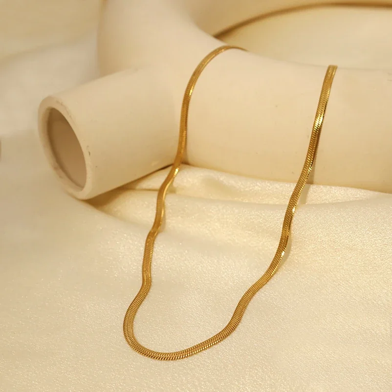 Sleek Gold-Plated Snake Chain Necklace Bracelet Set