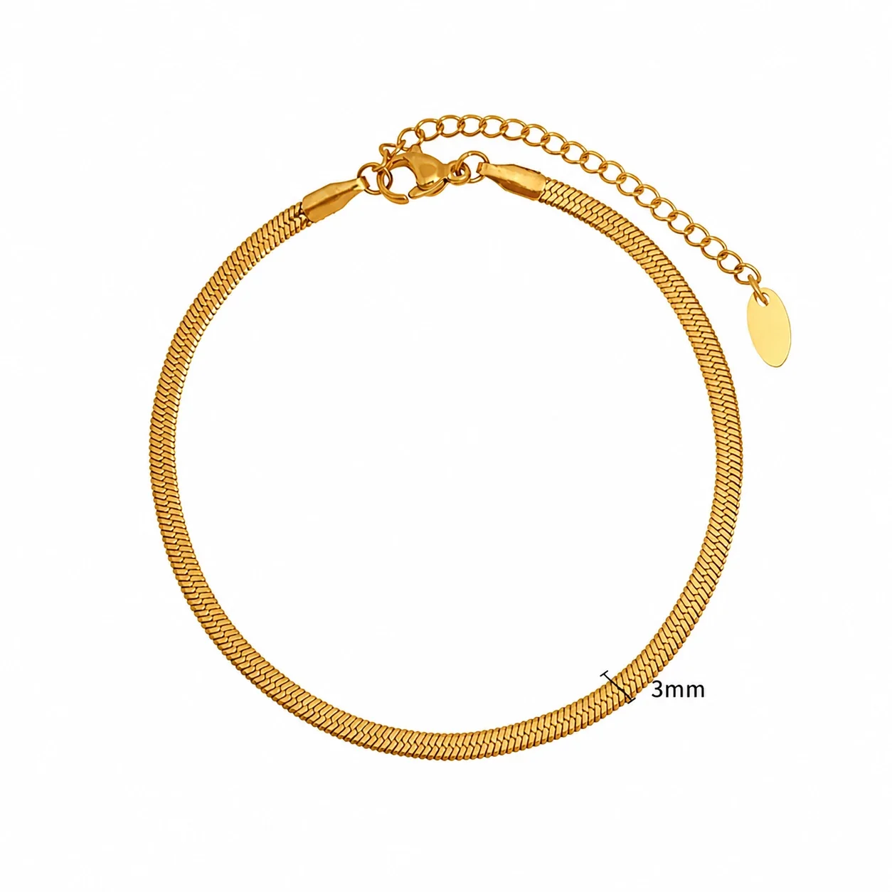 Sleek Gold-Plated Snake Chain Necklace Bracelet Set - Gold