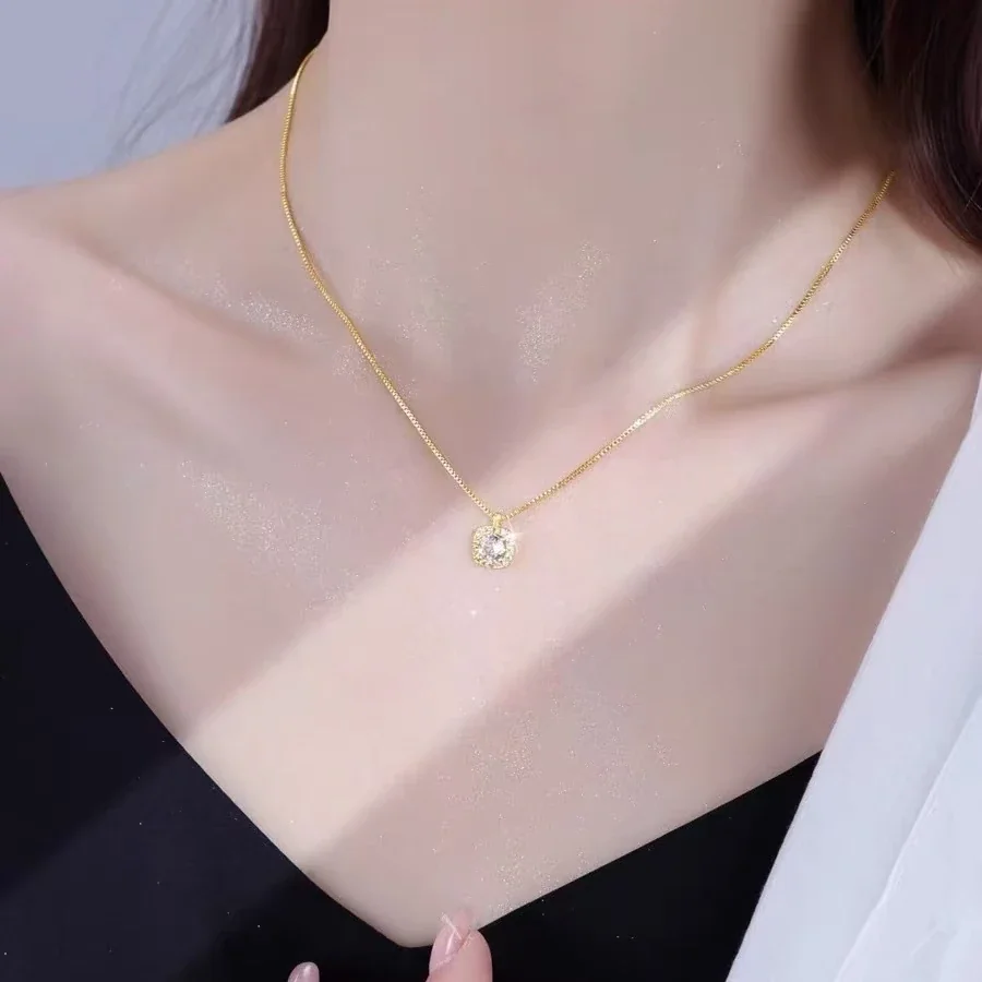 Polished 925 Sterling Silver Halo Cushion Pendant Necklace