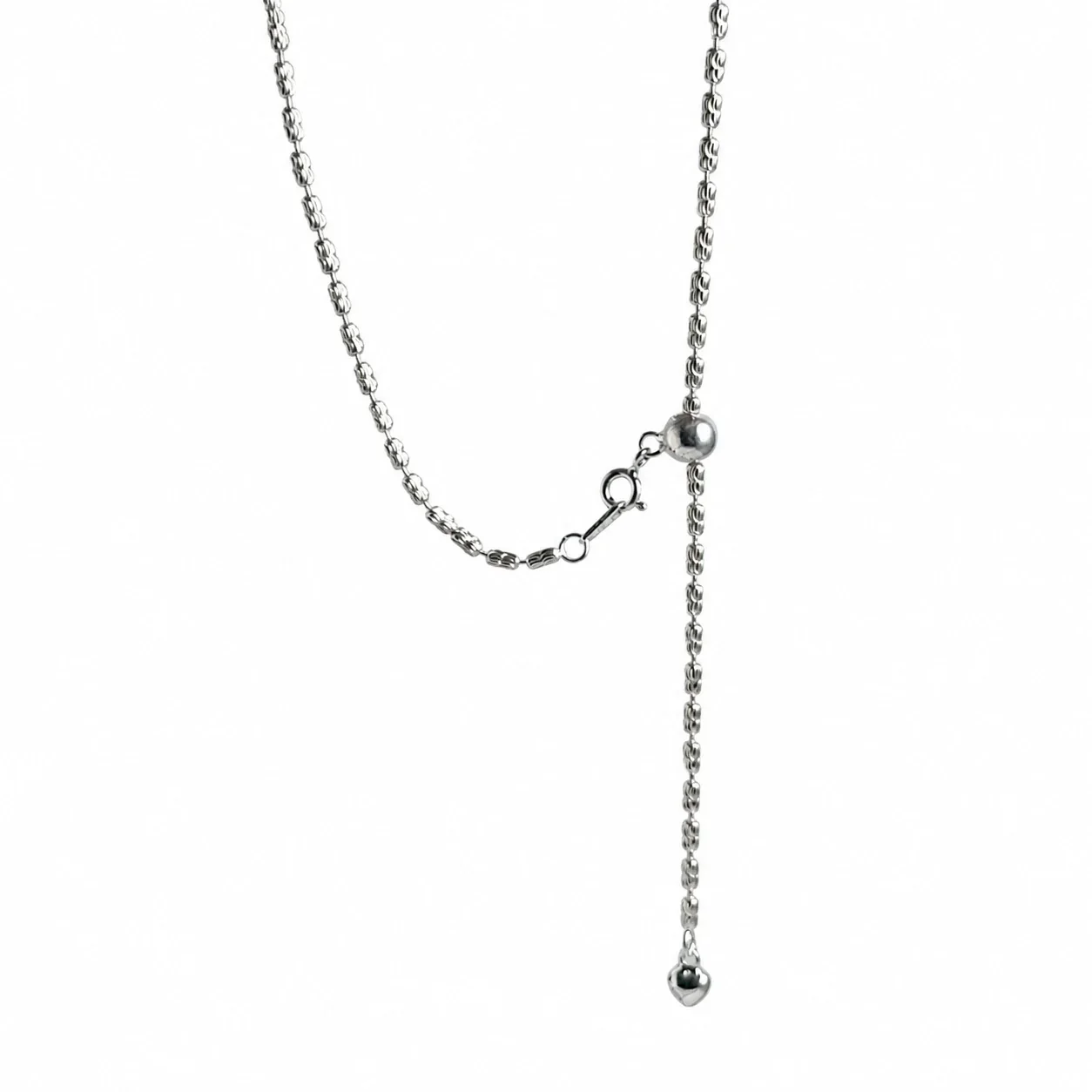 Adjustable 925 Sterling Silver Ripple Bead Lariat Necklace