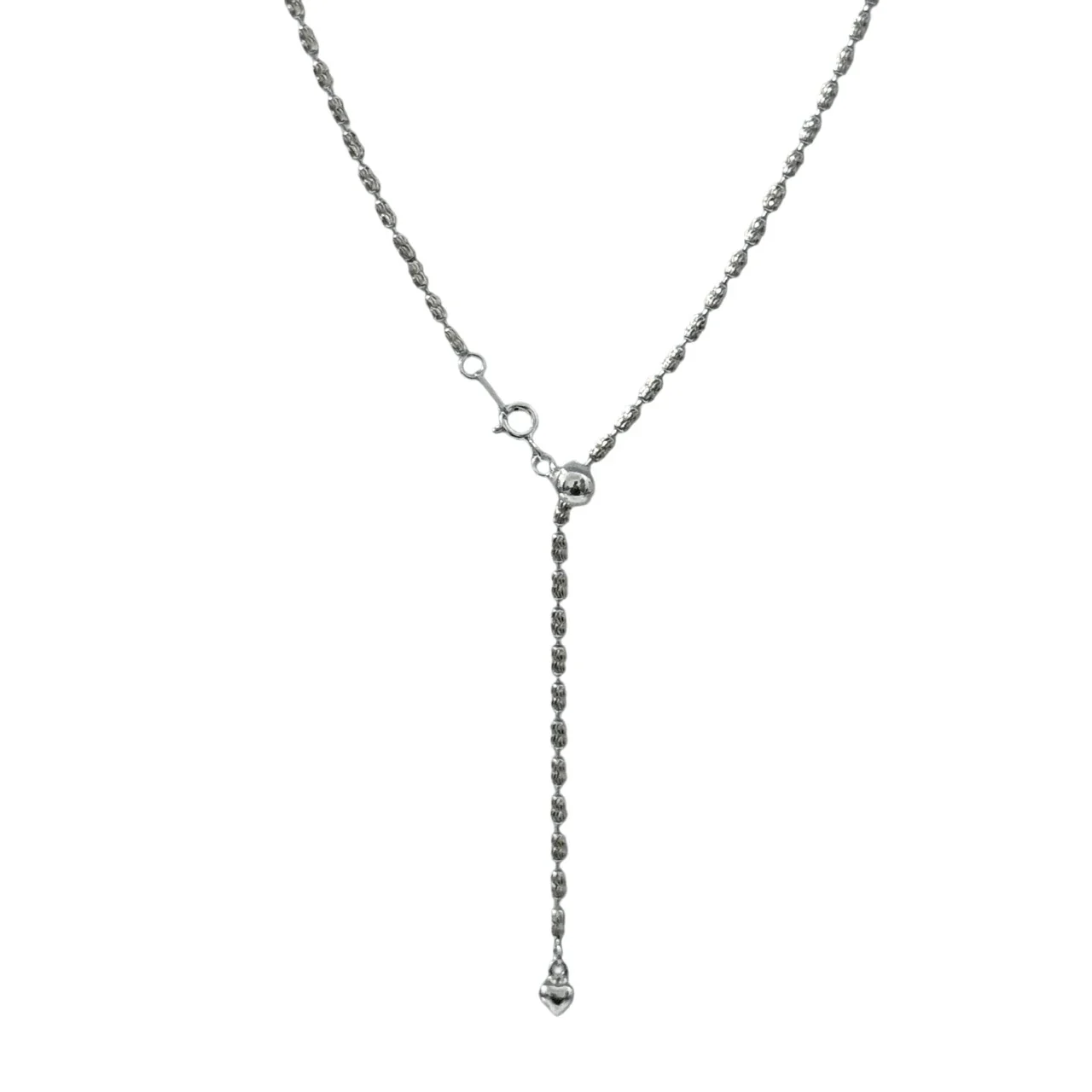 Adjustable 925 Sterling Silver Ripple Bead Lariat Necklace
