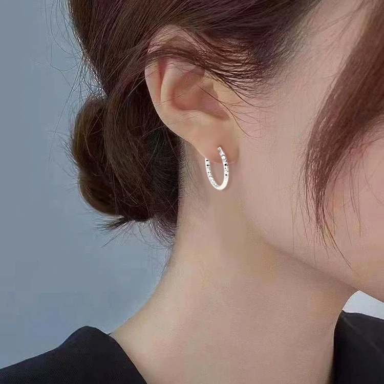 Faceted 925 Sterling Silver Hinged Hoop Earrings