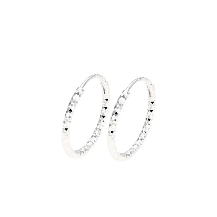 Faceted 925 Sterling Silver Hinged Hoop Earrings