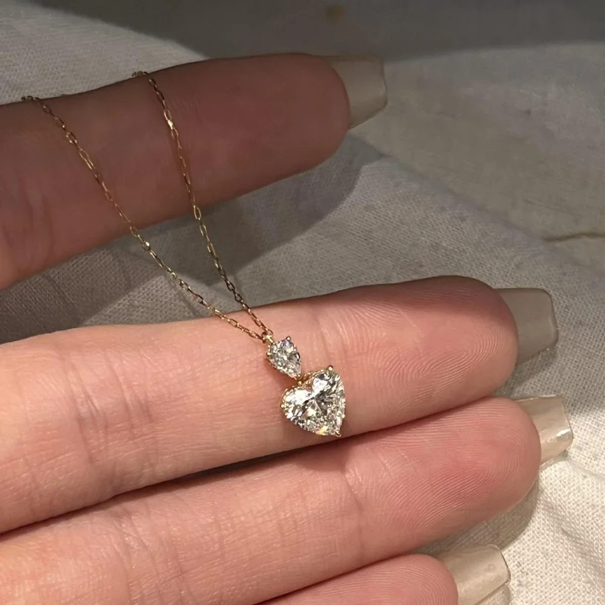 Radiant Twin Heart Crystal 925 Sterling Silver Necklace