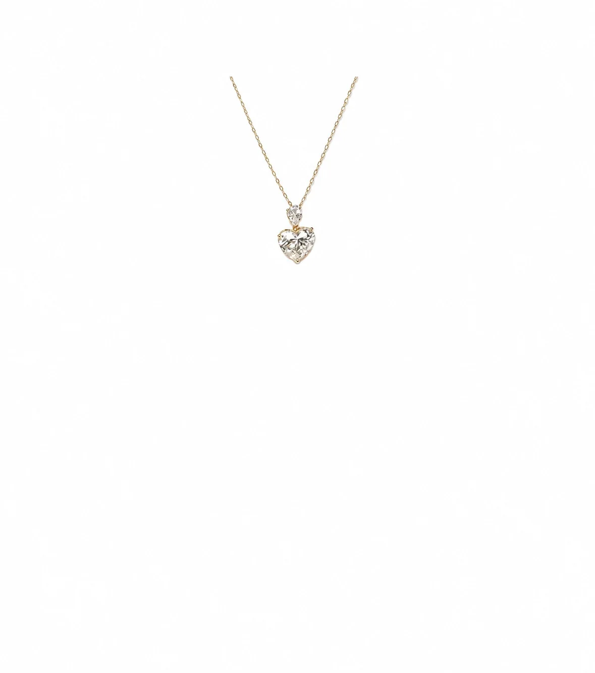Radiant Twin Heart Crystal 925 Sterling Silver Necklace - Gold with PE Box