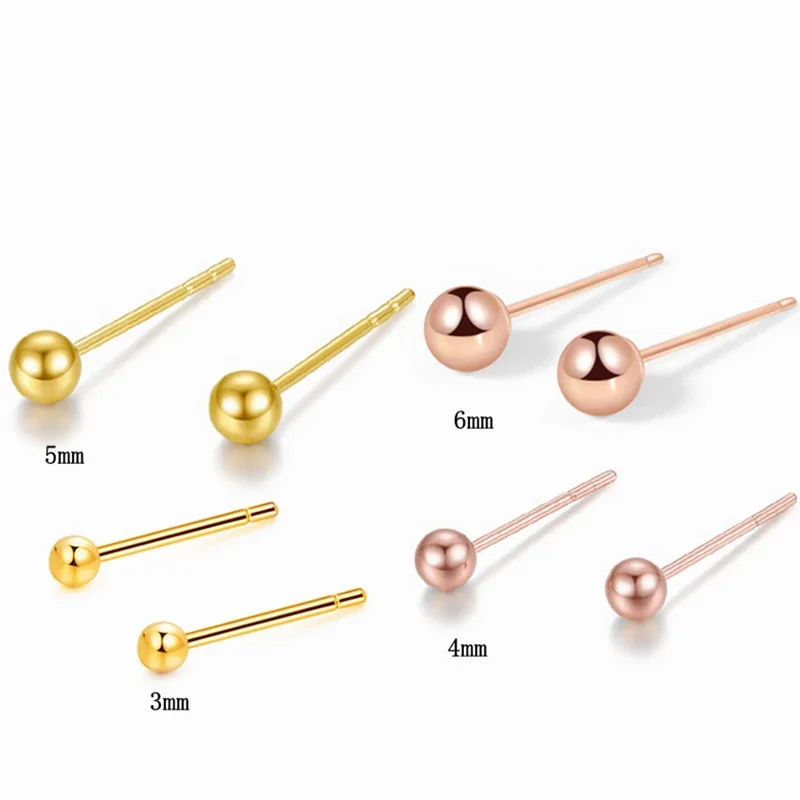 Minimalist Copper Polished Ball Slim-Post Stud Earrings